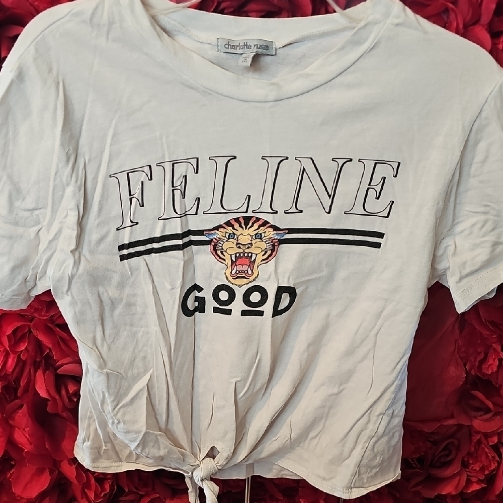 Charlotte Russe White Graphic Tee Size XSmall